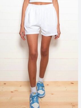 Brandy Melville White Elastic-Waist Athletic Shorts